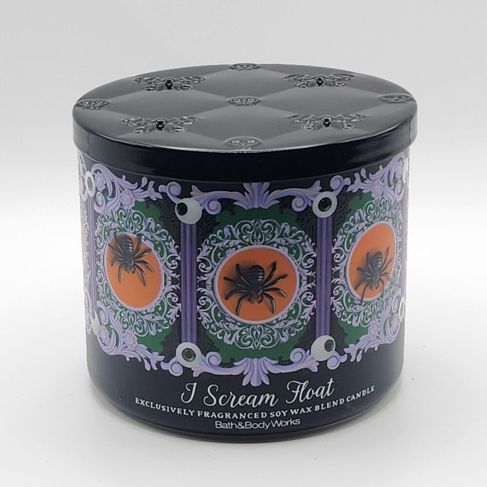 New Bath and Body Works 3 Wick Candle I Scream Float Cola Vanilla Halloween